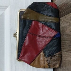 #59.VTG Quilted Leather Multicolor Snap Top Wallet